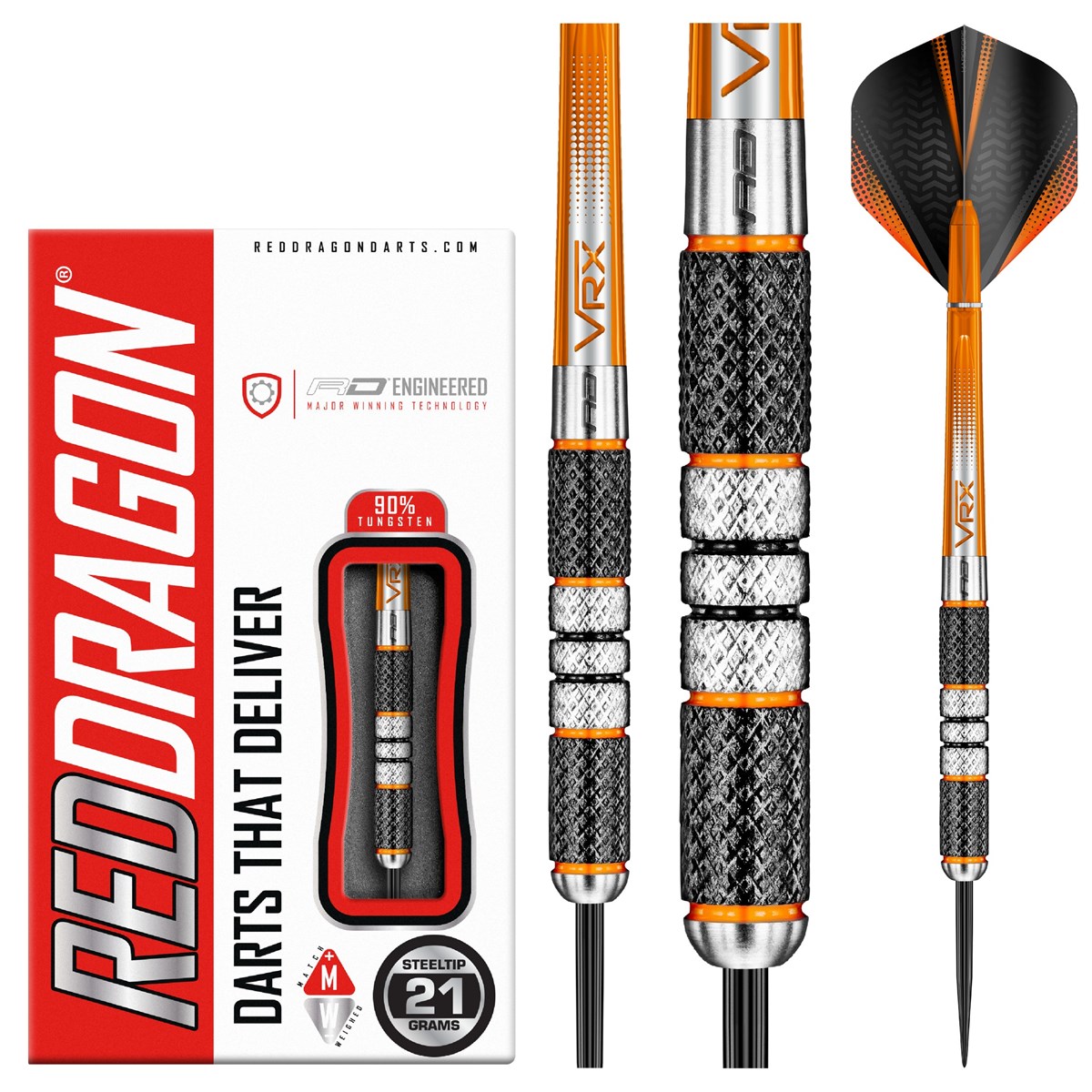 Red Dragon Amberjack 2 90% Tungsten Steel Tip Darts (21 grams)
