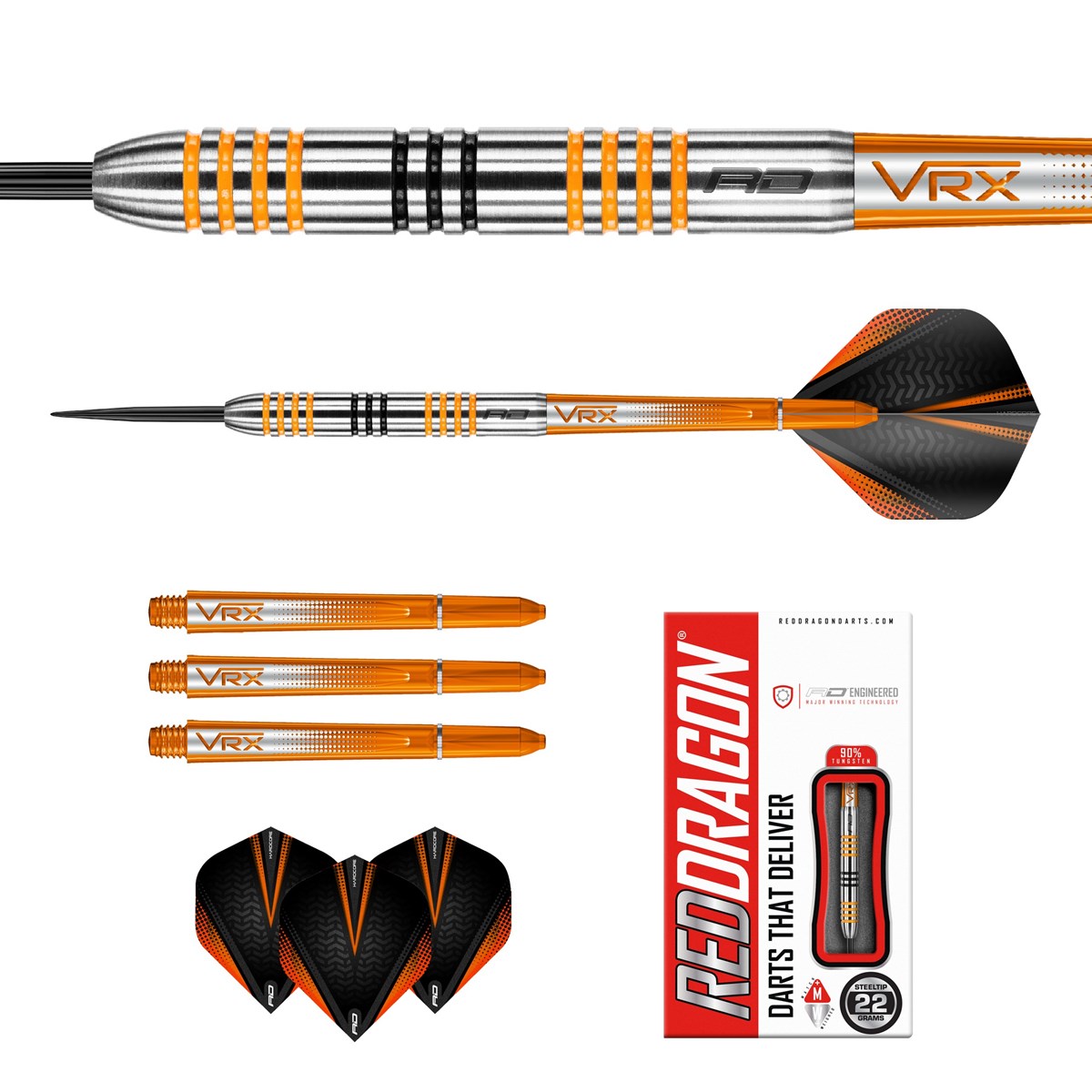 Red Dragon Amberjack 3 90% Tungsten Steel Tip Darts (22 grams)