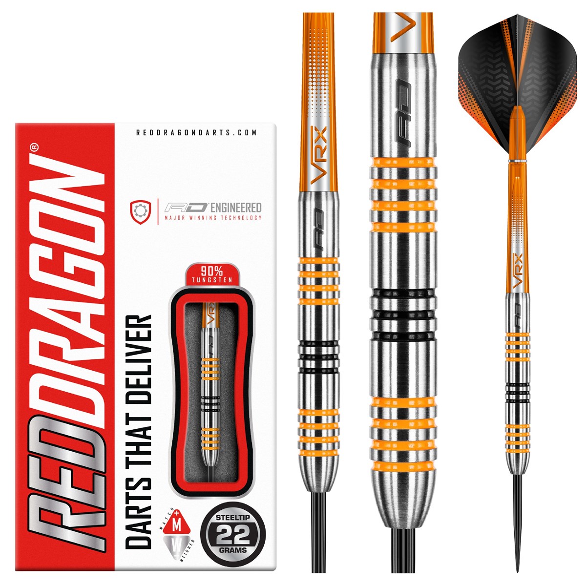 Red Dragon Amberjack 3 90% Tungsten Steel Tip Darts (22 grams)