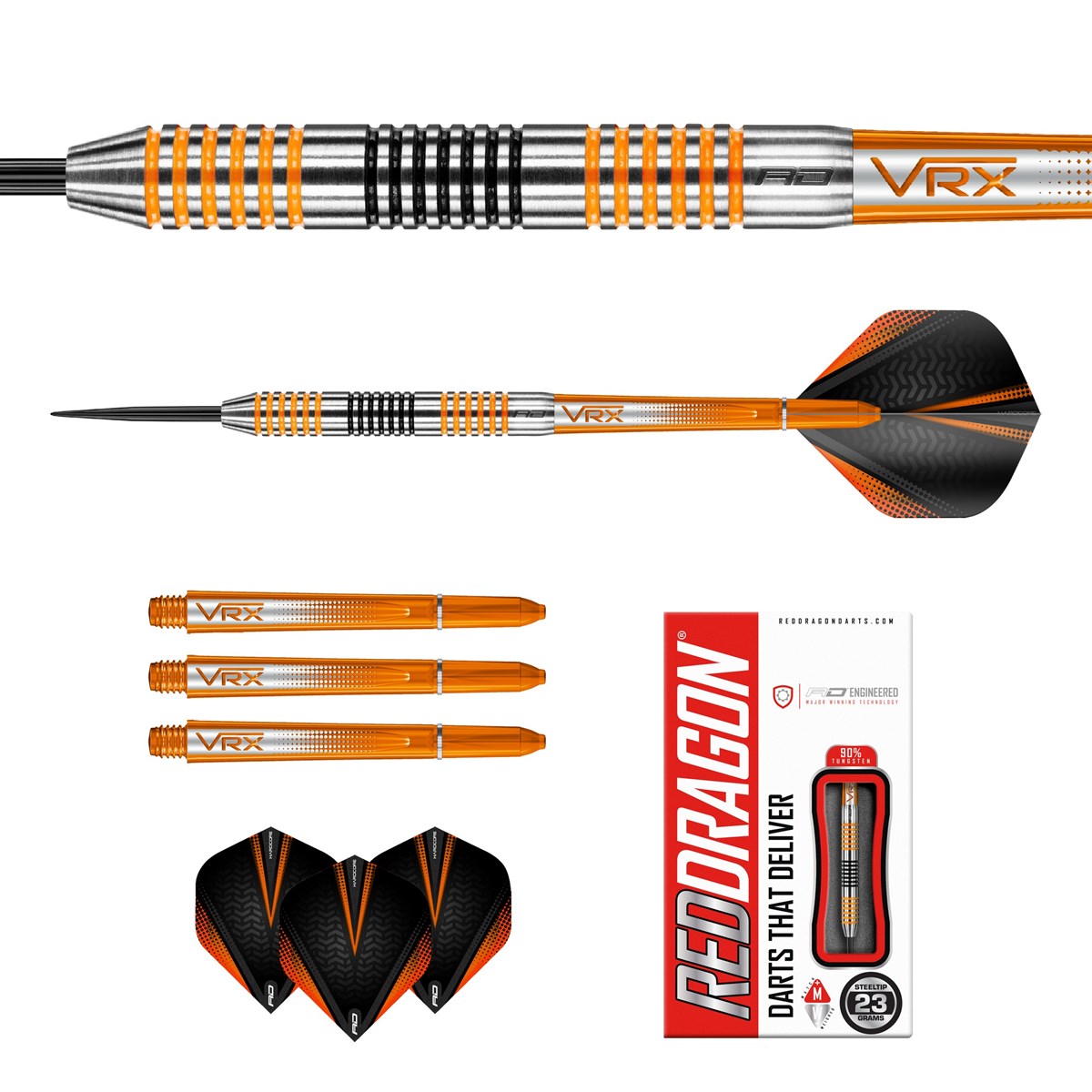 Red Dragon Amberjack 4 90% Tungsten Steel Tip Darts (23 grams)