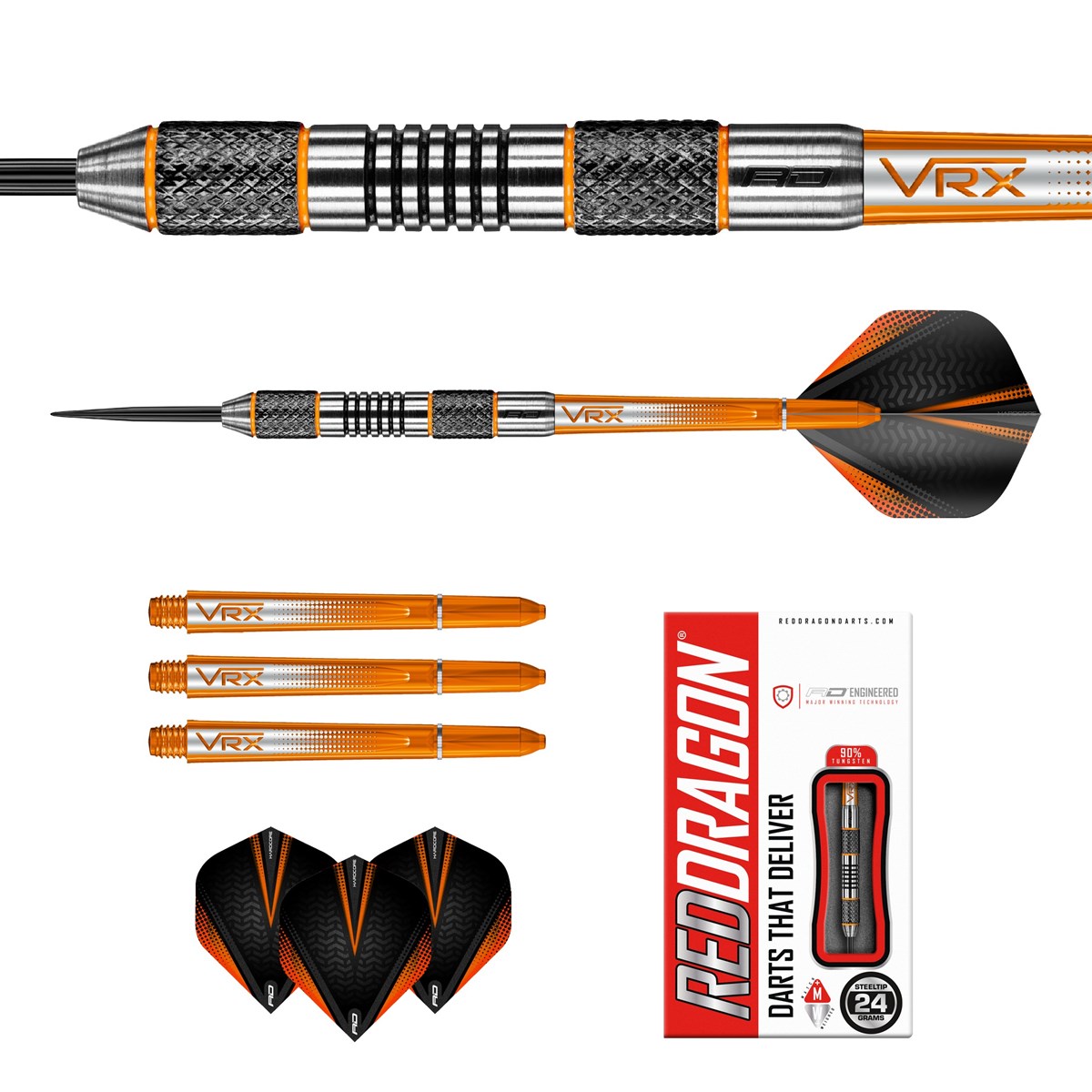Red Dragon Amberjack 5 90% Tungsten Steel Tip Darts (24 grams)
