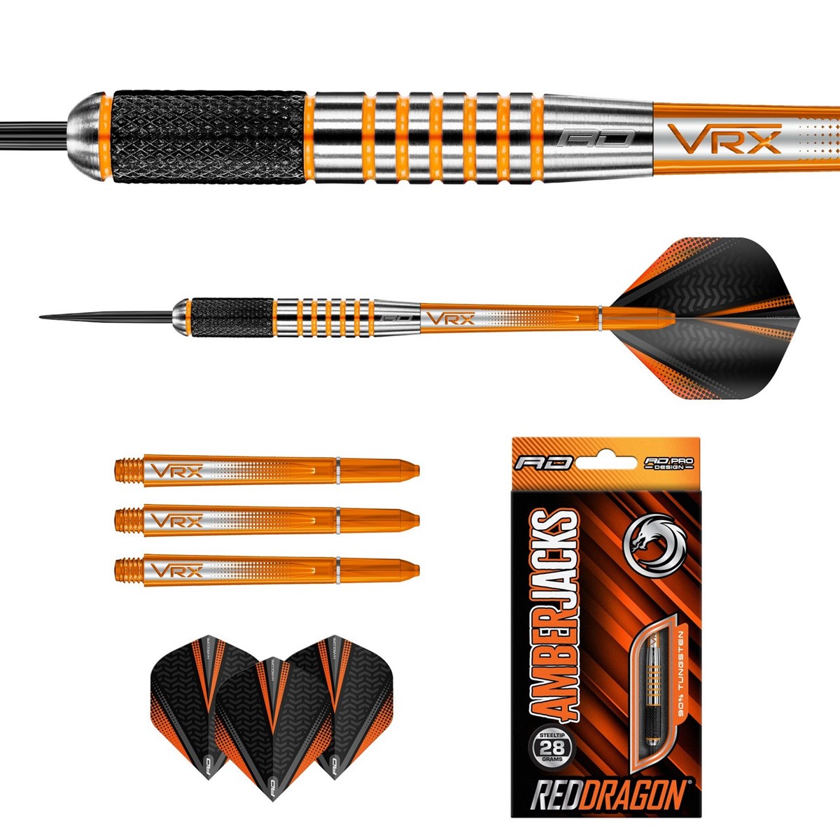 Red Dragon Amberjack 9 90% Tungsten Steel Tip Darts (28 grams)