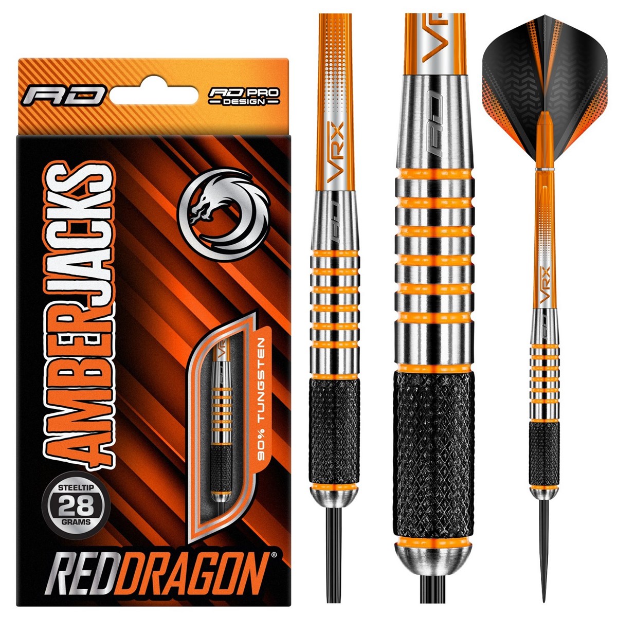 Red Dragon Amberjack 9 90% Tungsten Steel Tip Darts (28 grams)