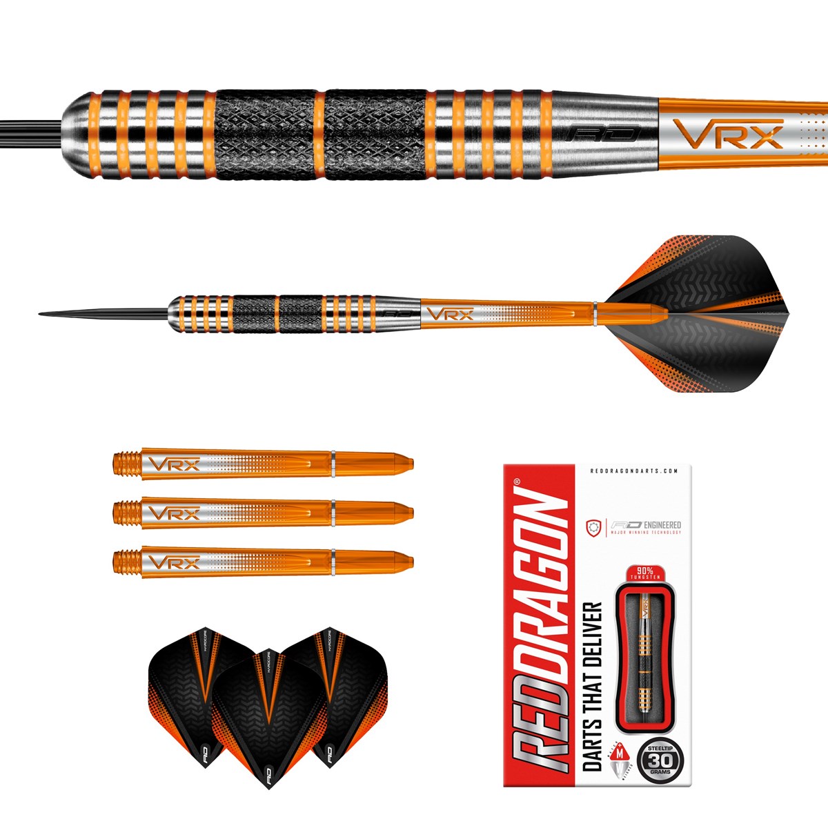 Red Dragon Amberjack 11 90% Tungsten Steel Tip Darts (30 grams)