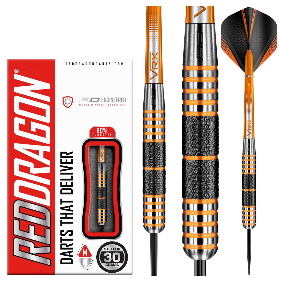 Red Dragon Amberjack 11 90% Tungsten Steel Tip Darts (30 grams)