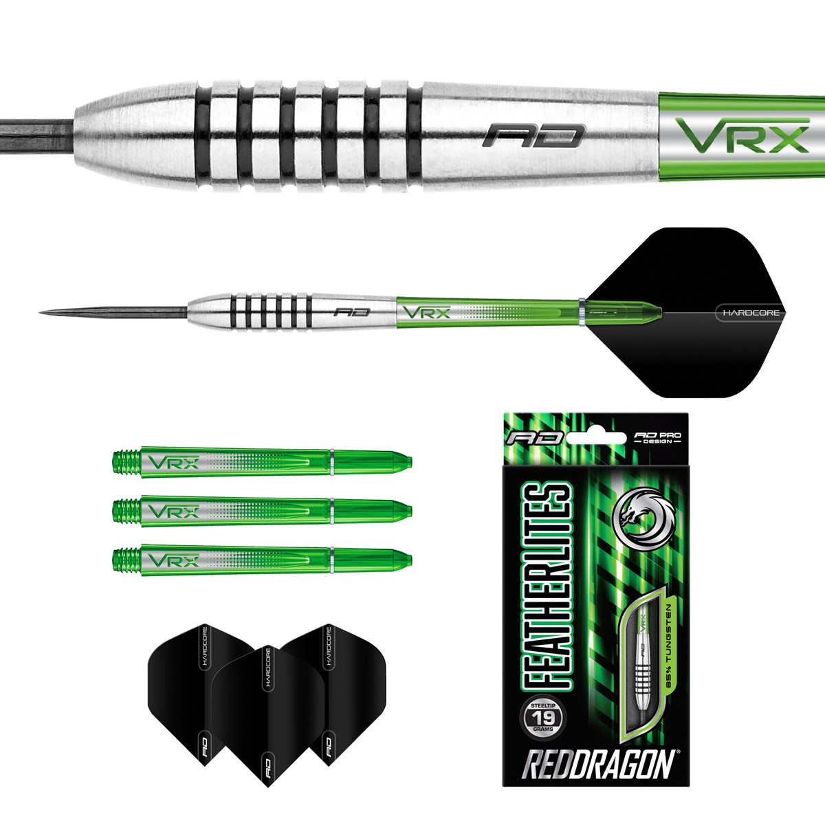 Red Dragon Featherlite 9 85% Tungsten Steel Tip Darts (19 grams)