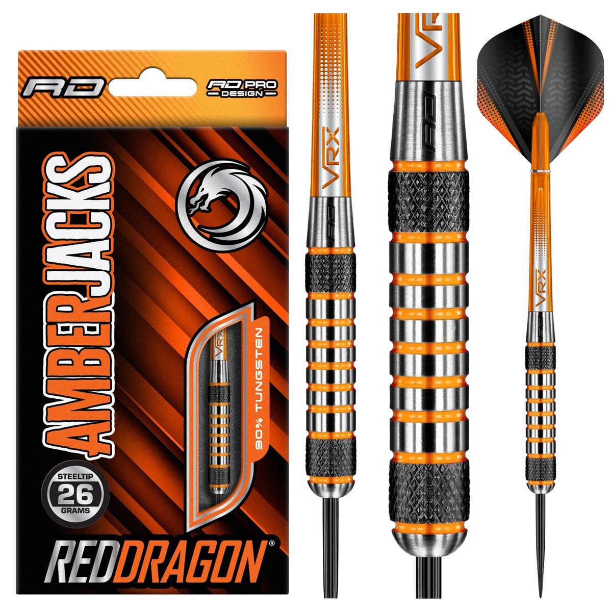 Red Dragon Amberjack 7 90% Tungsten Steel Tip Darts (26 grams)