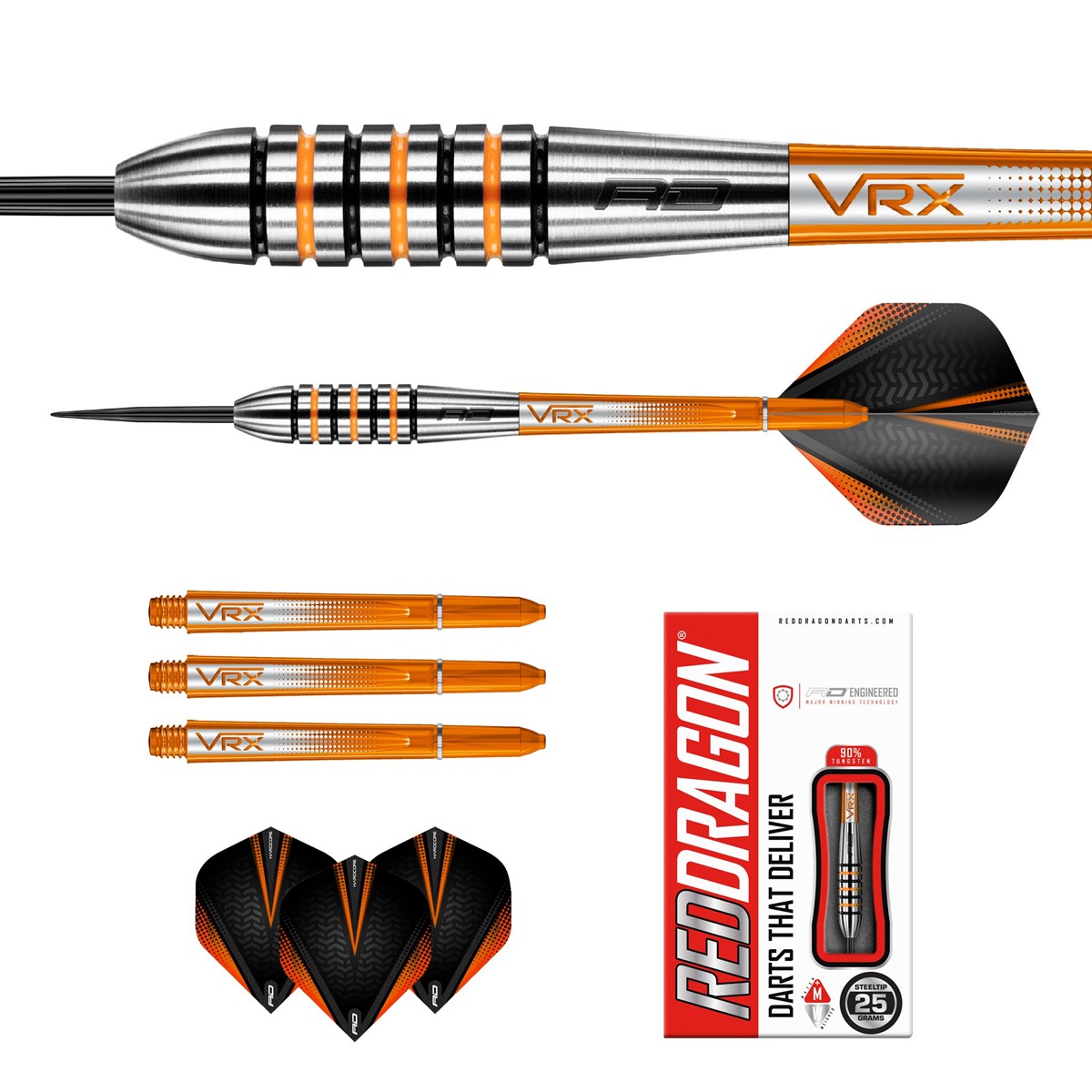 Red Dragon Amberjack 15 90% Tungsten Steel Tip Darts (25 grams)