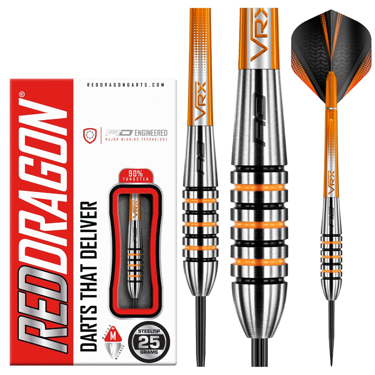 Red Dragon Amberjack 15 90% Tungsten Steel Tip Darts (25 grams)