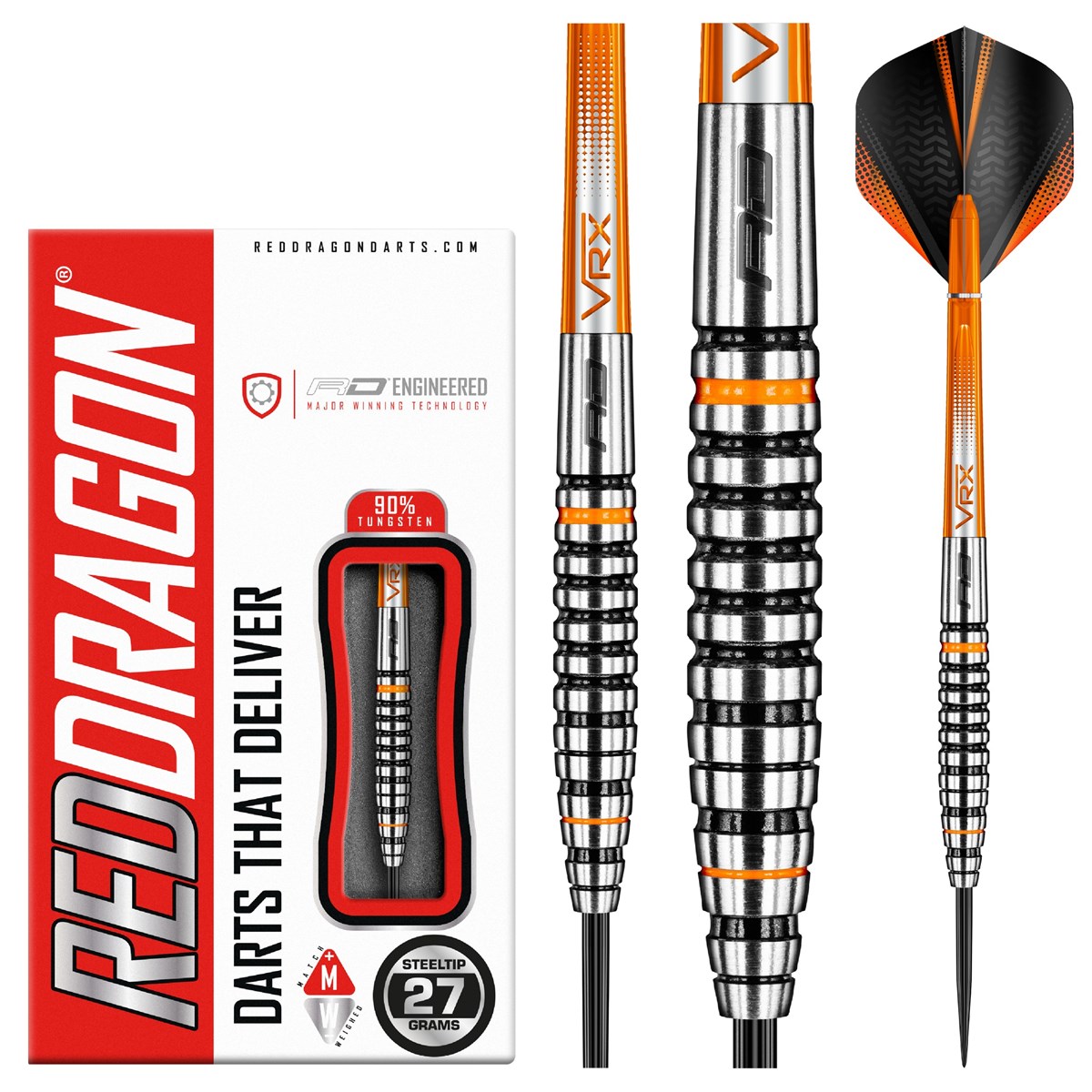 Red Dragon Amberjack 14 90% Tungsten Steel Tip Darts (27 grams)
