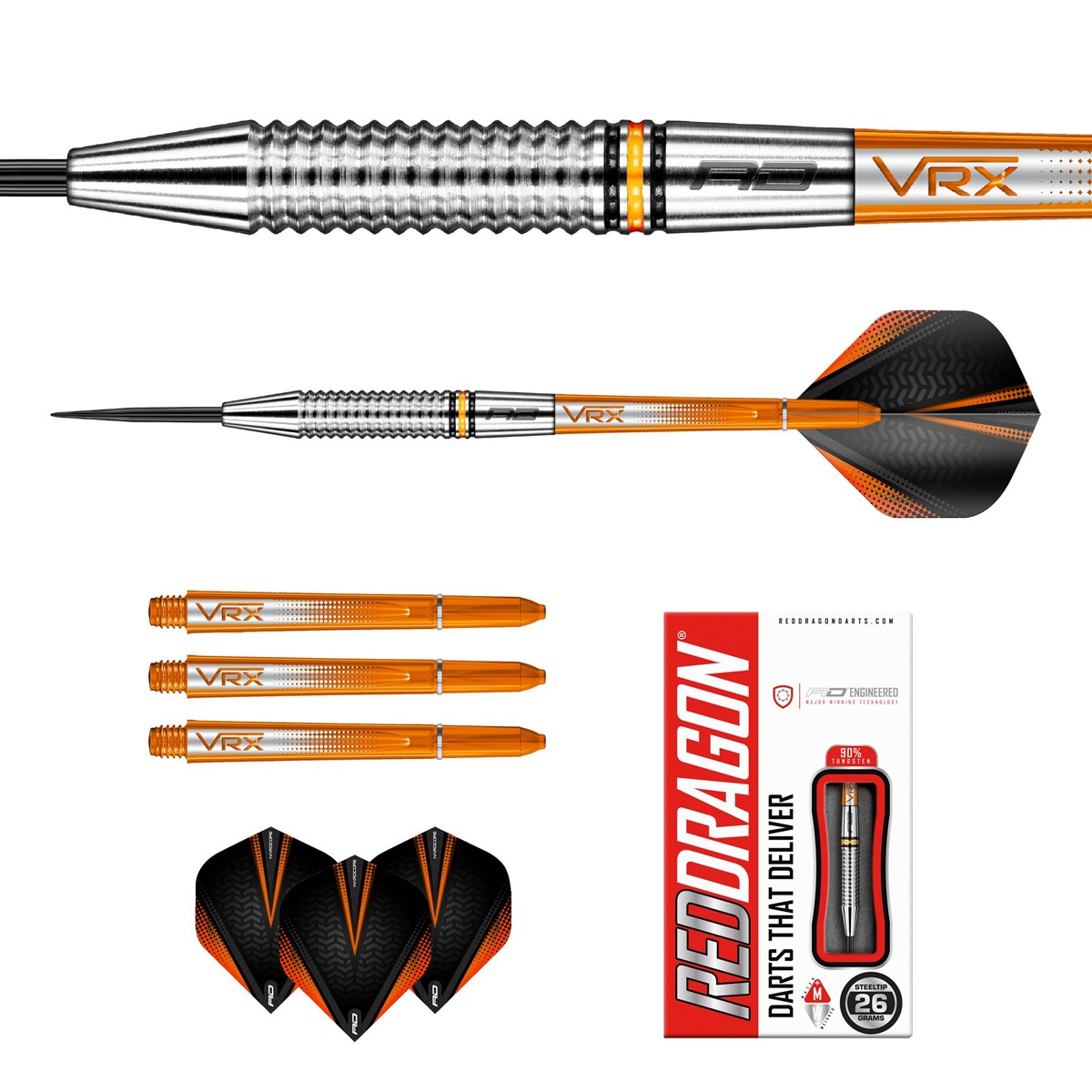 Red Dragon Amberjack 17 90% Tungsten Steel Tip Darts (26 grams)