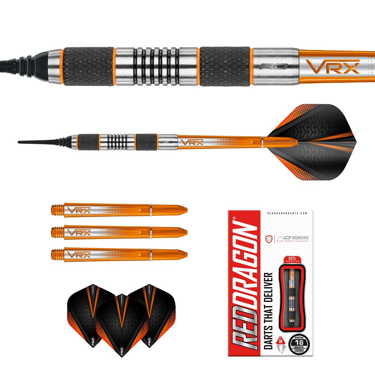 Red Dragon Amberjack 1 90% Tungsten Soft Tip Darts (16 grams)
