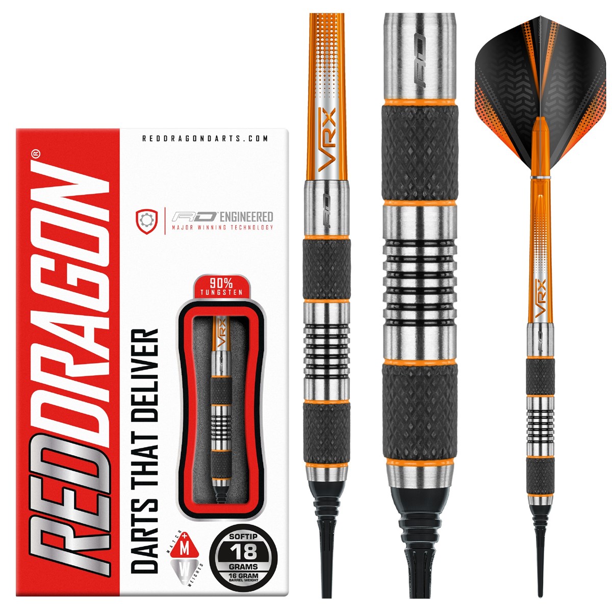 Red Dragon Amberjack 1 90% Tungsten Soft Tip Darts (16 grams)