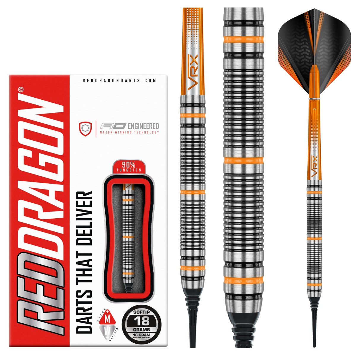 Red Dragon Amberjack 2 90% Tungsten Soft Tip Darts (16 grams)