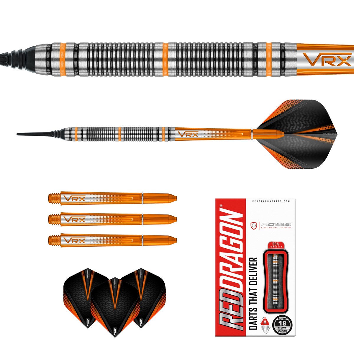 Red Dragon Amberjack 2 90% Tungsten Soft Tip Darts (16 grams)
