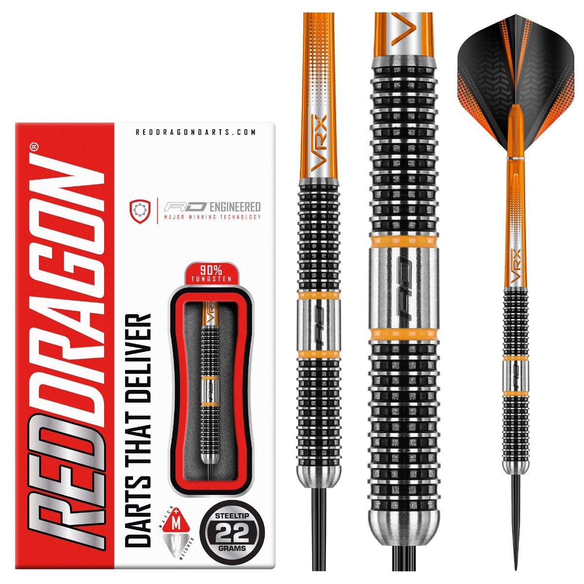Red Dragon Amberjack 18 90% Tungsten Steel Tip Darts (22 grams)
