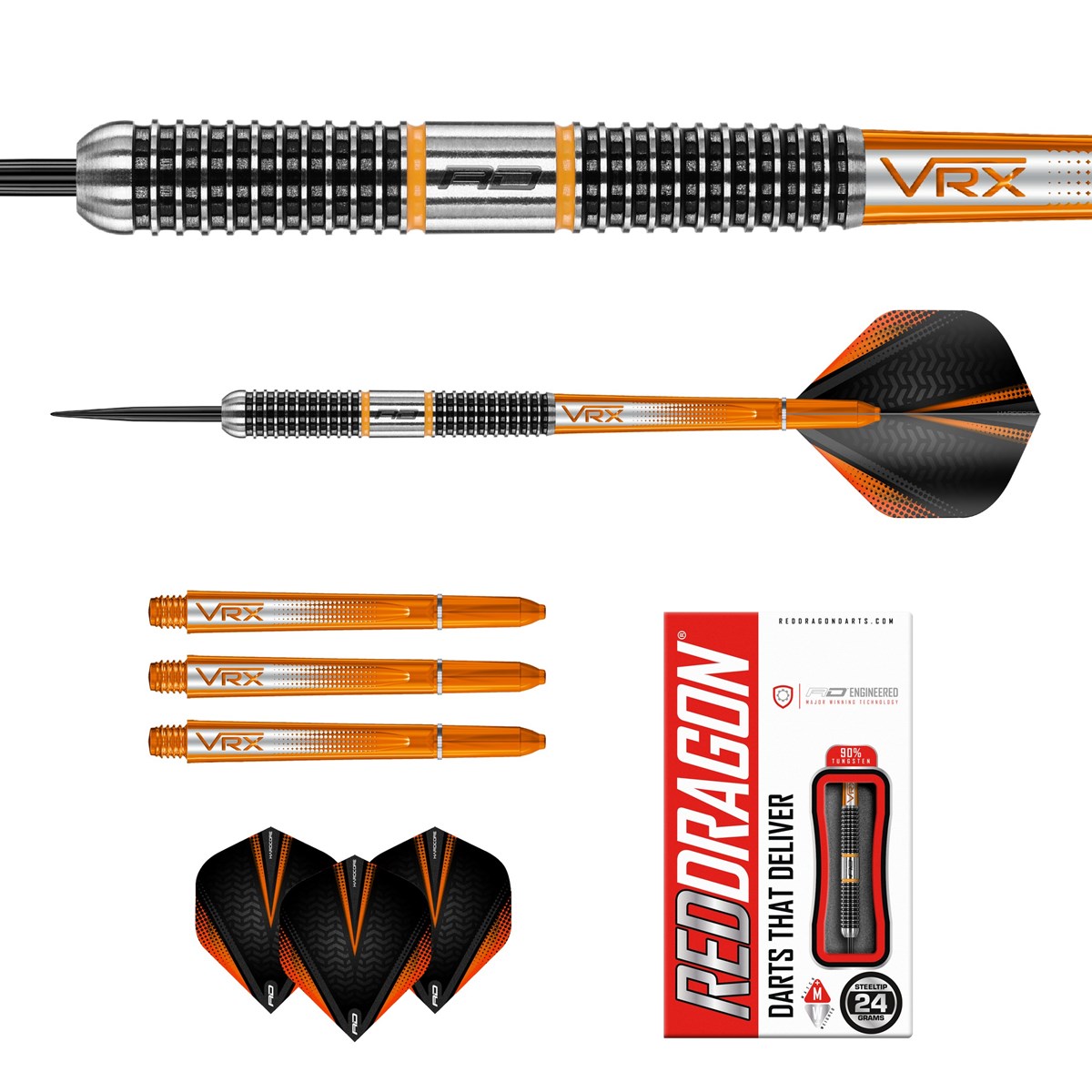 Red Dragon Amberjack 18 90% Tungsten Steel Tip Darts (24 grams)