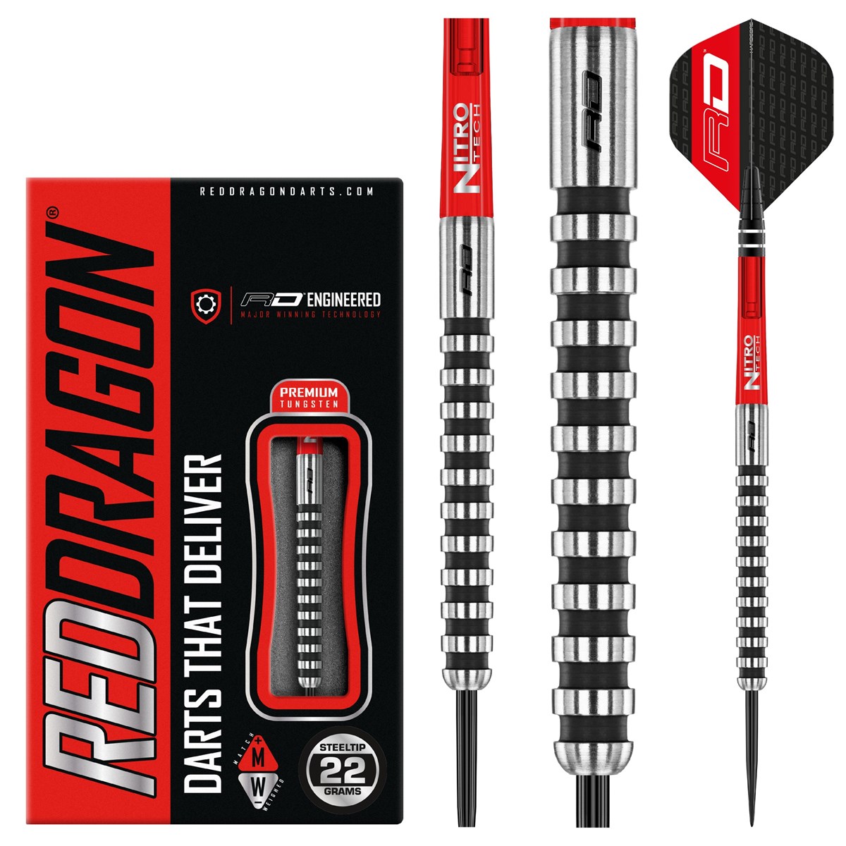 Red Dragon Javelin Black 85% Tungsten Steel Tip Darts (22 grams)