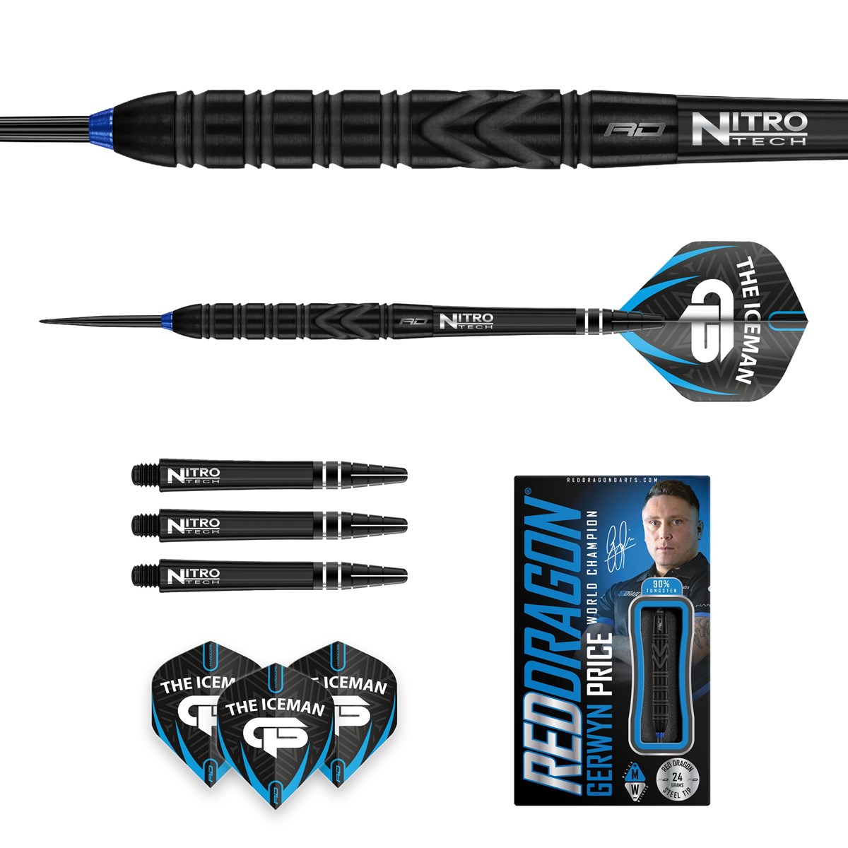 Red Dragon Gerwyn Price Black SE 90% Tungsten Steel Tip Darts (24 grams)