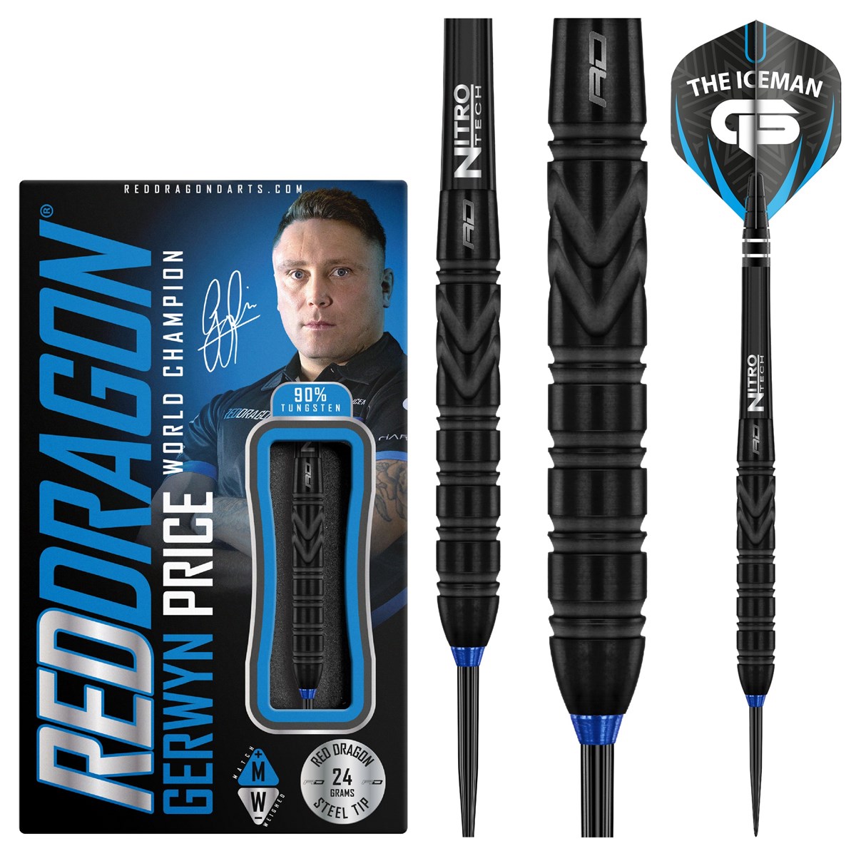 Red Dragon Gerwyn Price Black SE 90% Tungsten Steel Tip Darts (24 grams)