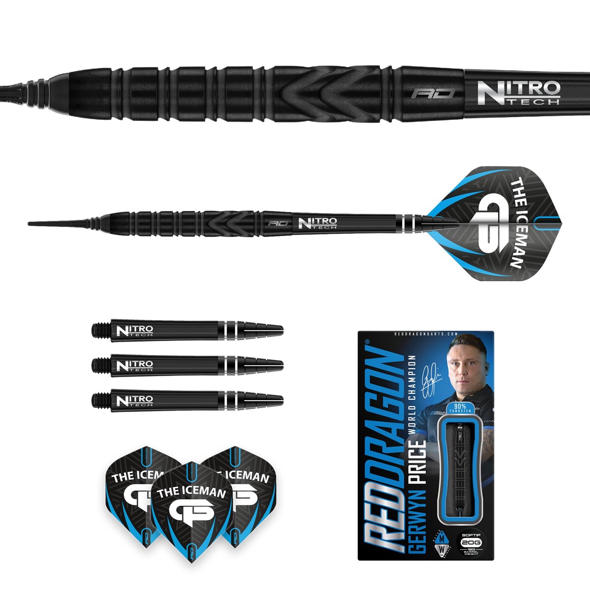 Red Dragon Gerwyn Price Black SE 90% Tungsten Soft Tip Darts (18 grams)