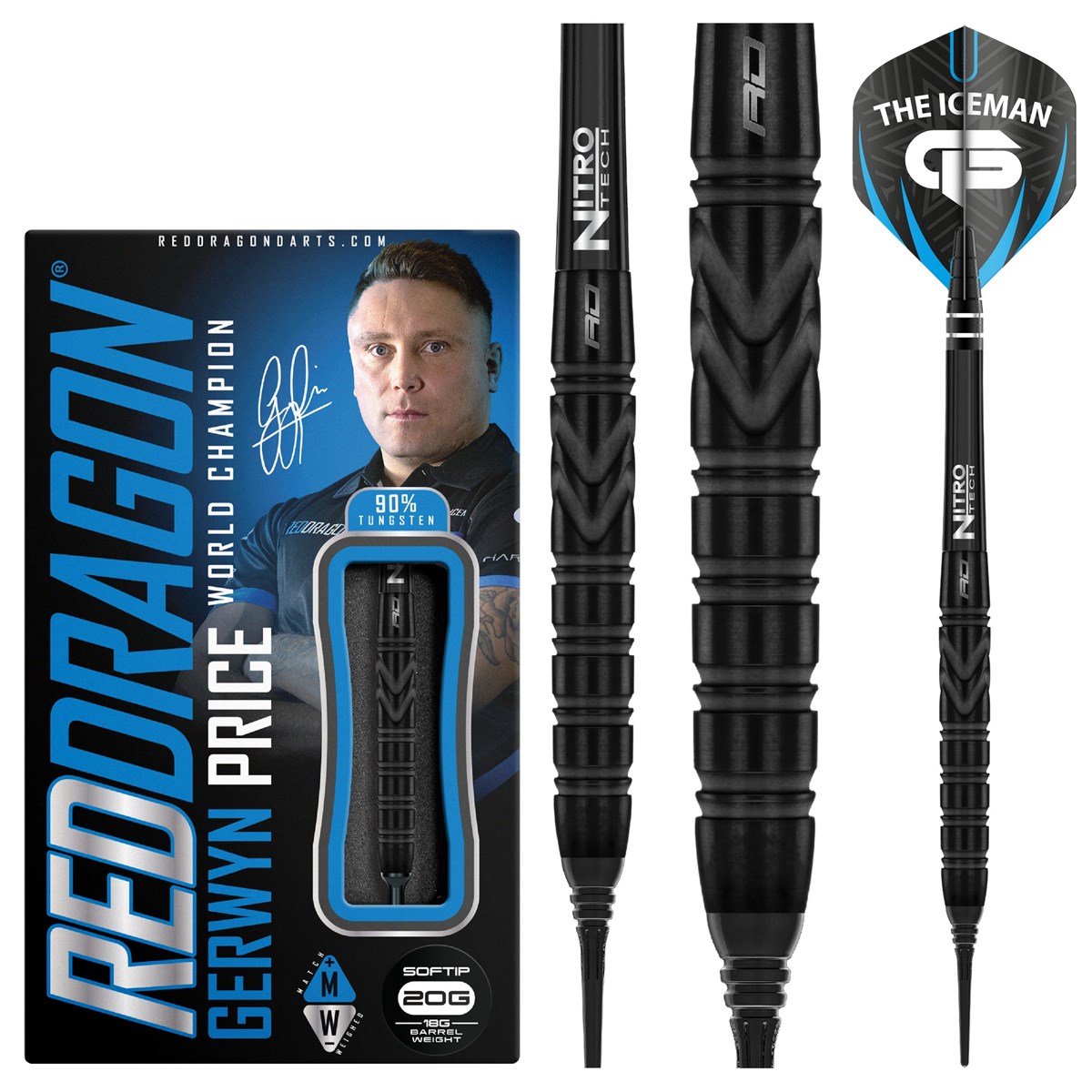 Red Dragon Gerwyn Price Black SE 90% Tungsten Soft Tip Darts (18 grams)