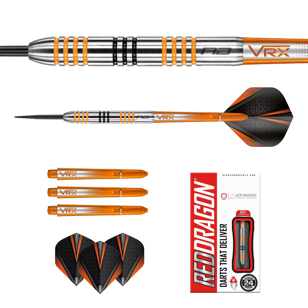 Red Dragon Amberjack 3 90% Tungsten Steel Tip Darts (24 grams)