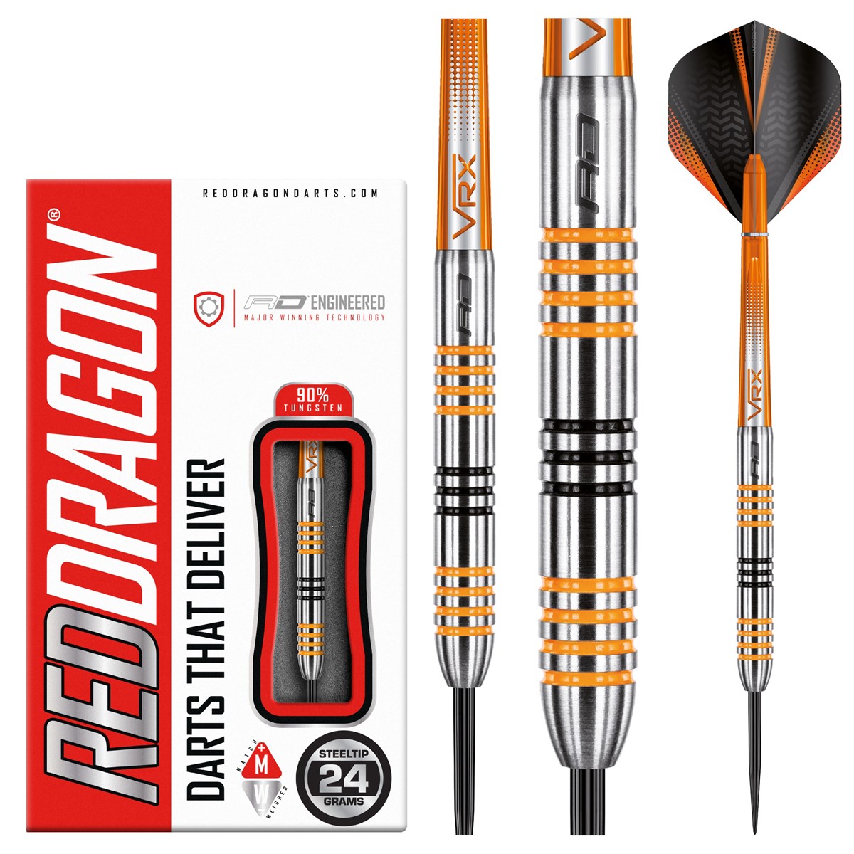Red Dragon Amberjack 3 90% Tungsten Steel Tip Darts (24 grams)