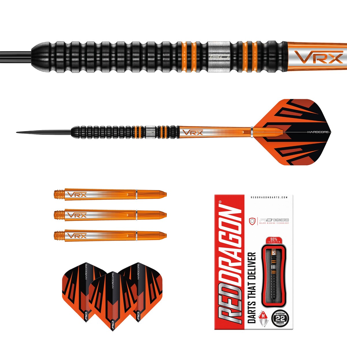 Red Dragon Amberjack Pro 1 90% Tungsten Steel Tip Darts (22 grams)