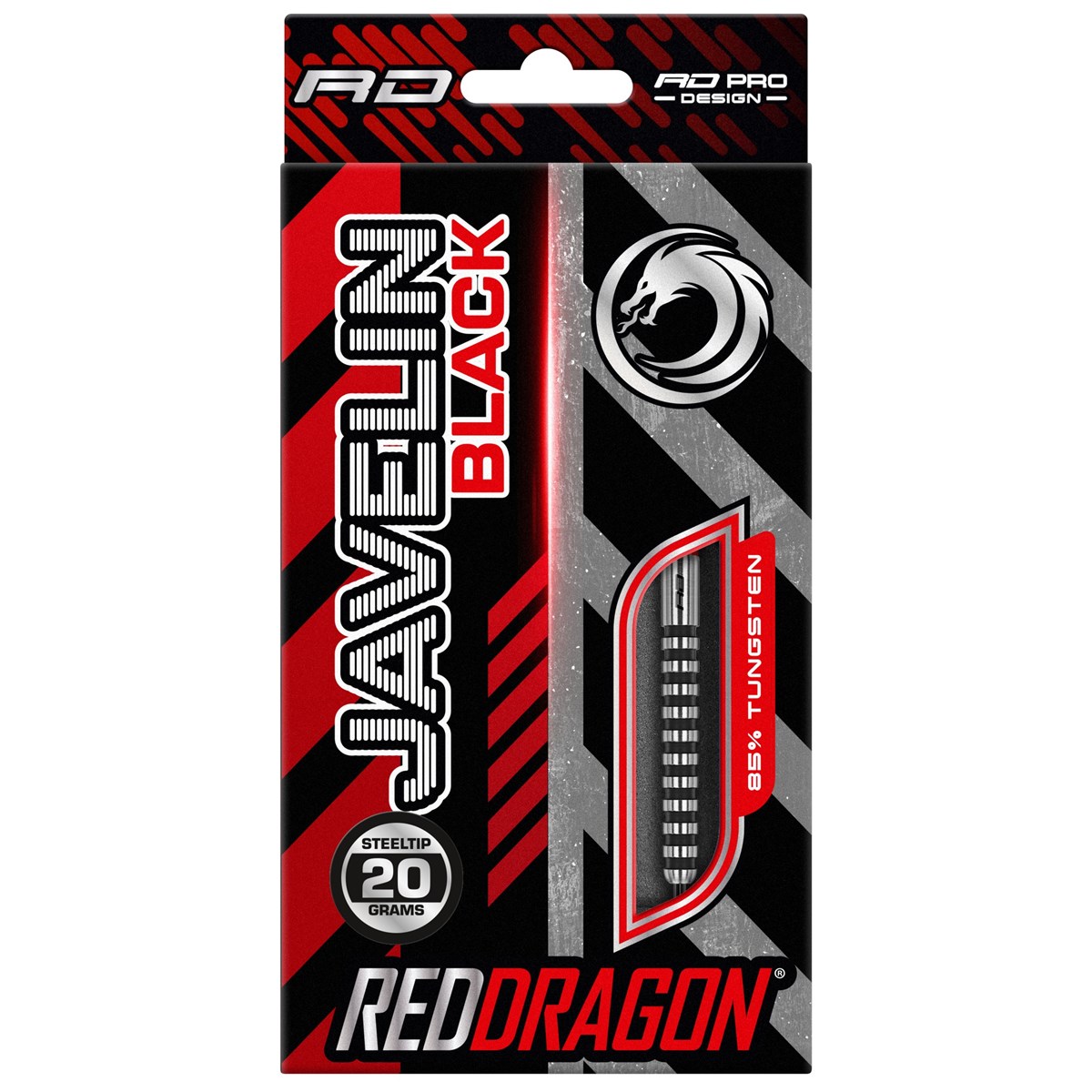 Red Dragon Javelin Black 85% Tungsten Steel Tip Darts (20 grams)