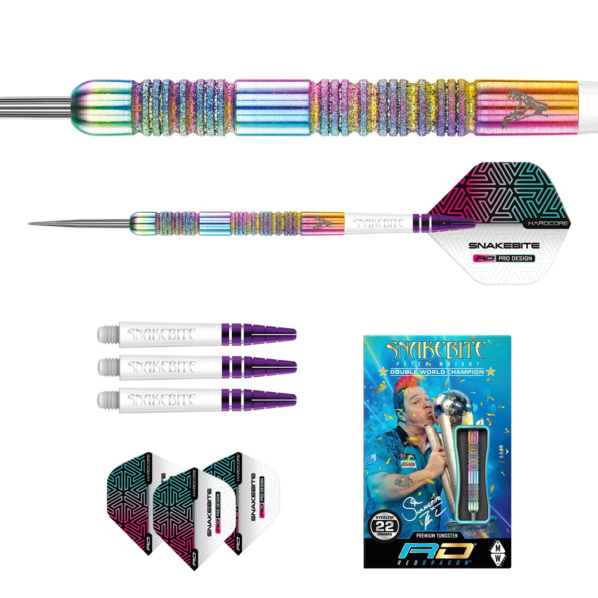Red Dragon Peter Wright Diamond Fusion Spectron SE 90% Tungsten Steel Tip Darts (22 grams)