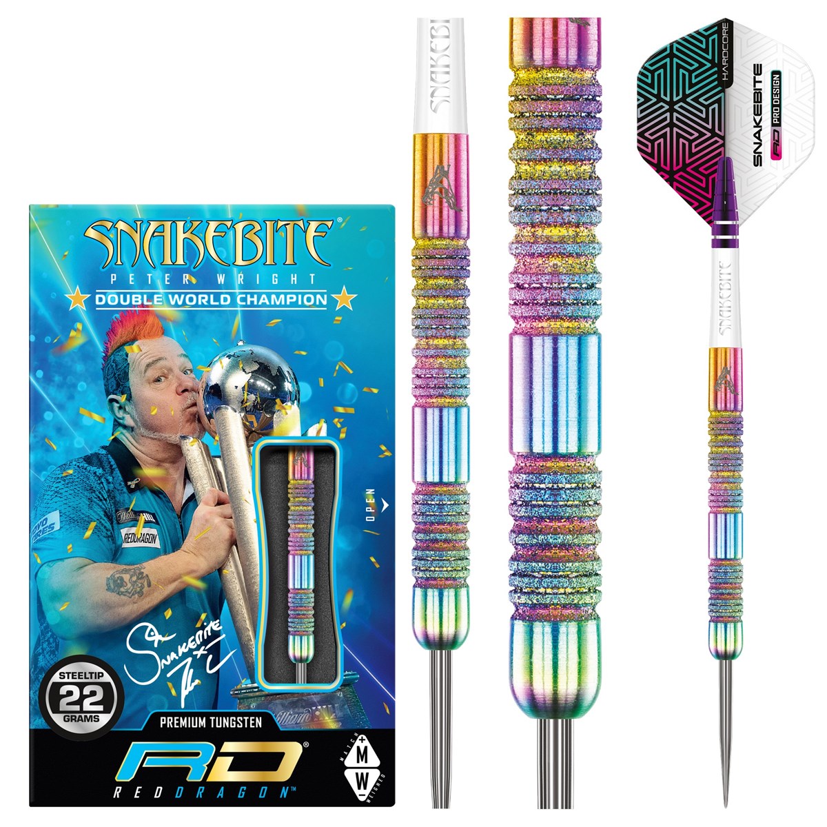 Red Dragon Peter Wright Diamond Fusion Spectron SE 90% Tungsten Steel Tip Darts (22 grams)