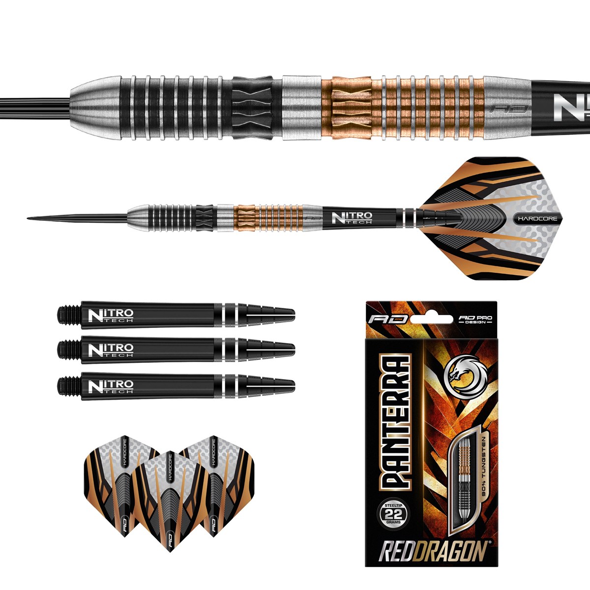 Red Dragon Panterra 90% Tungsten Steel Tip Darts (22 grams)