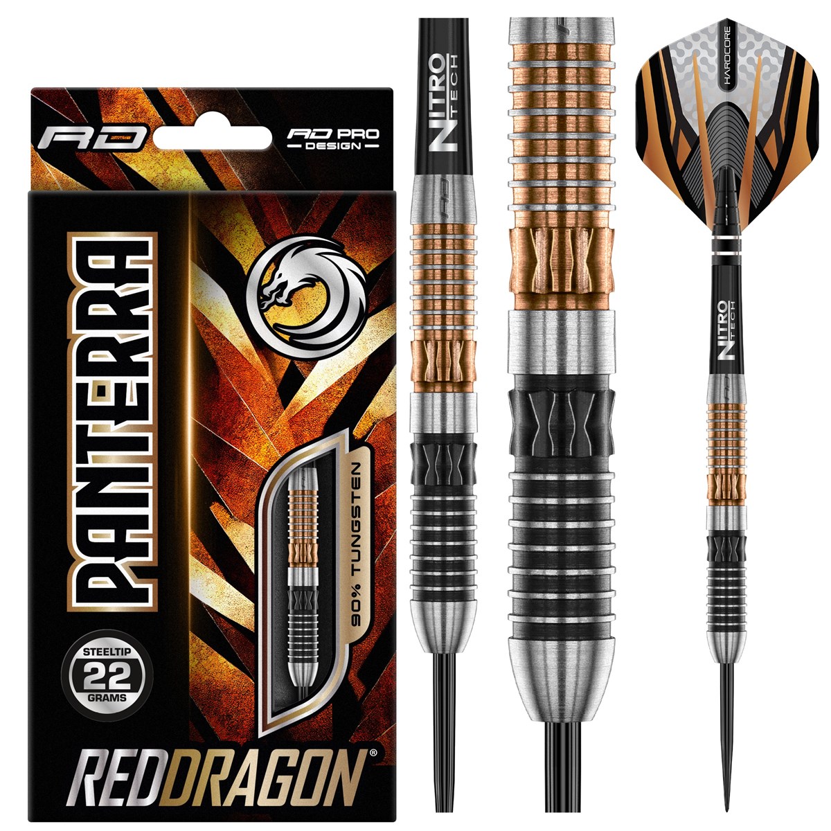 Red Dragon Panterra 90% Tungsten Steel Tip Darts (22 grams)