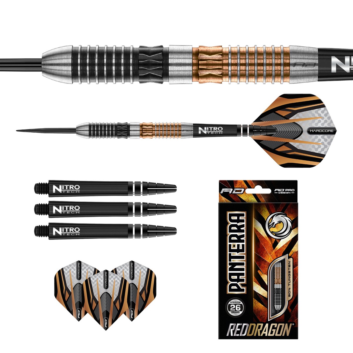 Red Dragon Panterra 90% Tungsten Steel Tip Darts (26 grams)