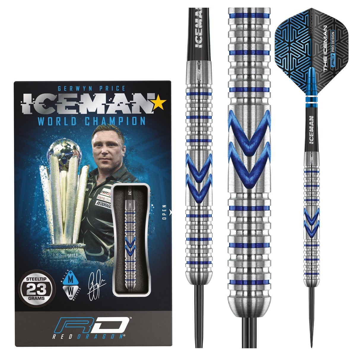 Red Dragon Gerwyn Price Iceman Midnight Edition 90% Tungsten Steel Tip Darts (23 grams)