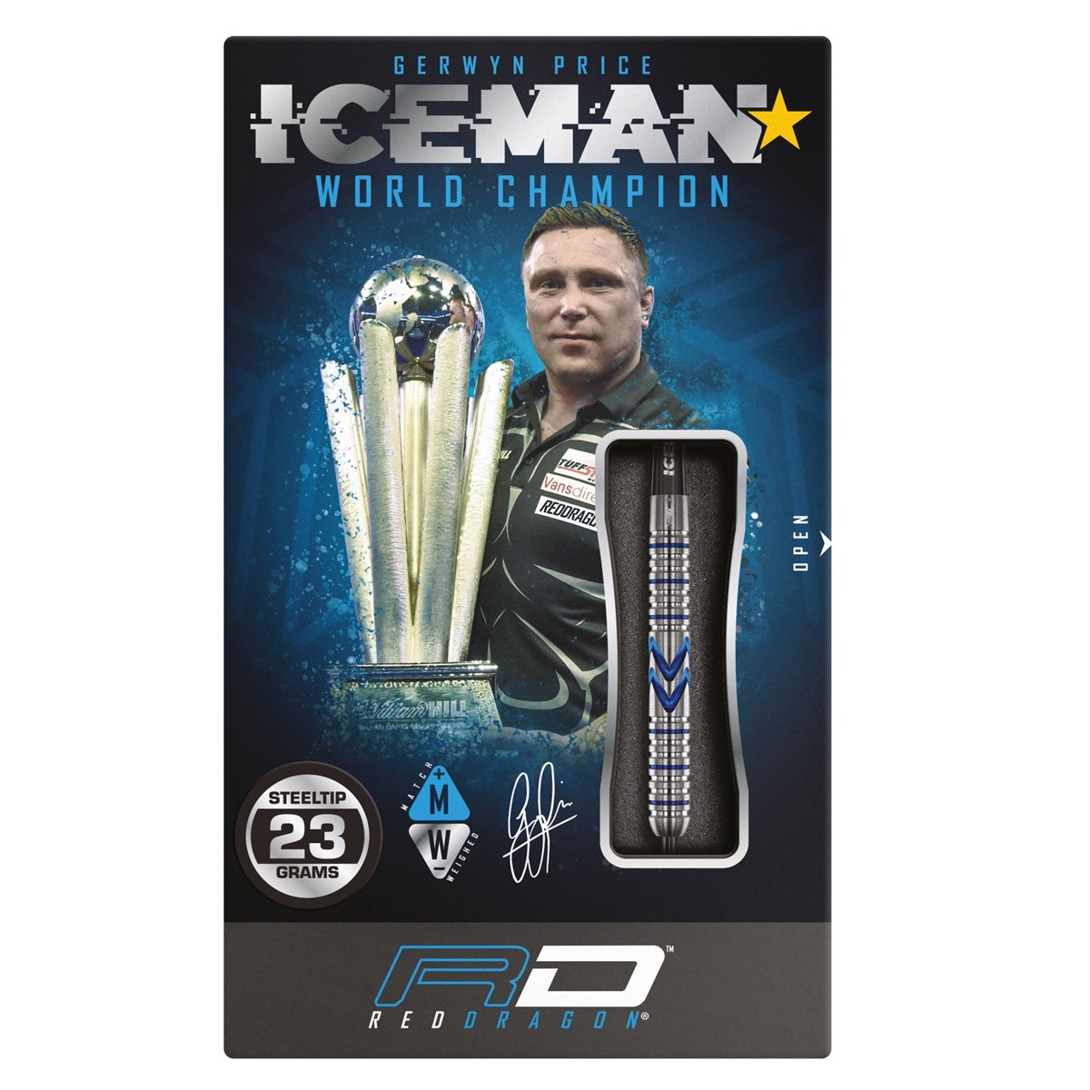 Red Dragon Gerwyn Price Iceman Midnight Edition 90% Tungsten Steel Tip Darts (23 grams)