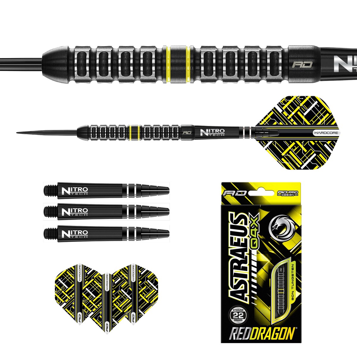 Red Dragon Astraeus Q4X Parallel 90% Tungsten Steel Tip Darts (22 grams)