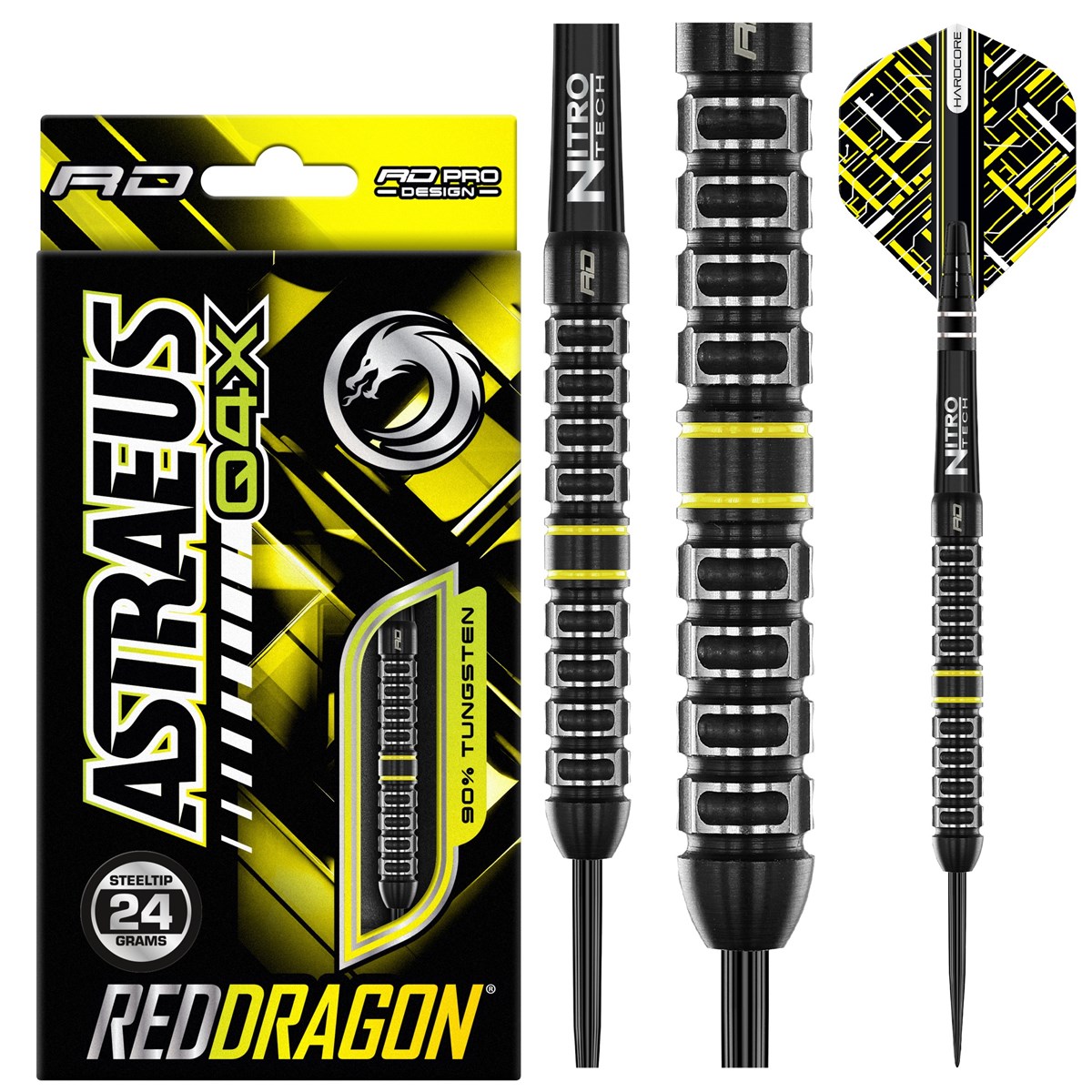 Red Dragon Astraeus Q4X Parallel 90% Tungsten Steel Tip Darts (24 grams)