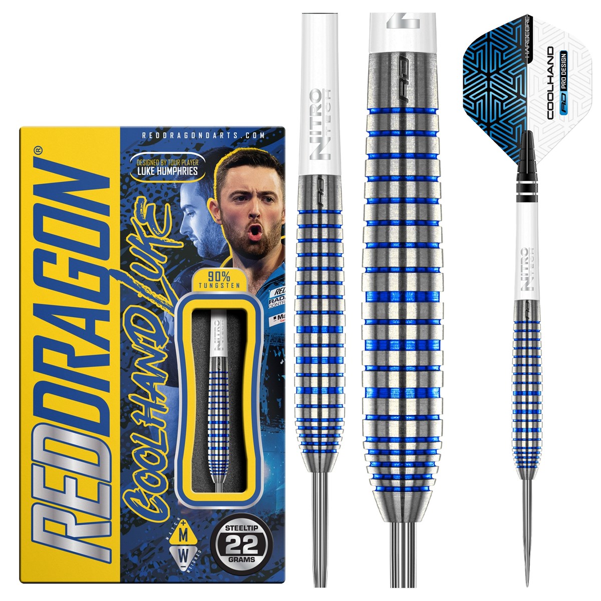 Red Dragon Luke Humphries TX3 Cool Blue SE 90% Tungsten Steel Tip Darts (22 grams)