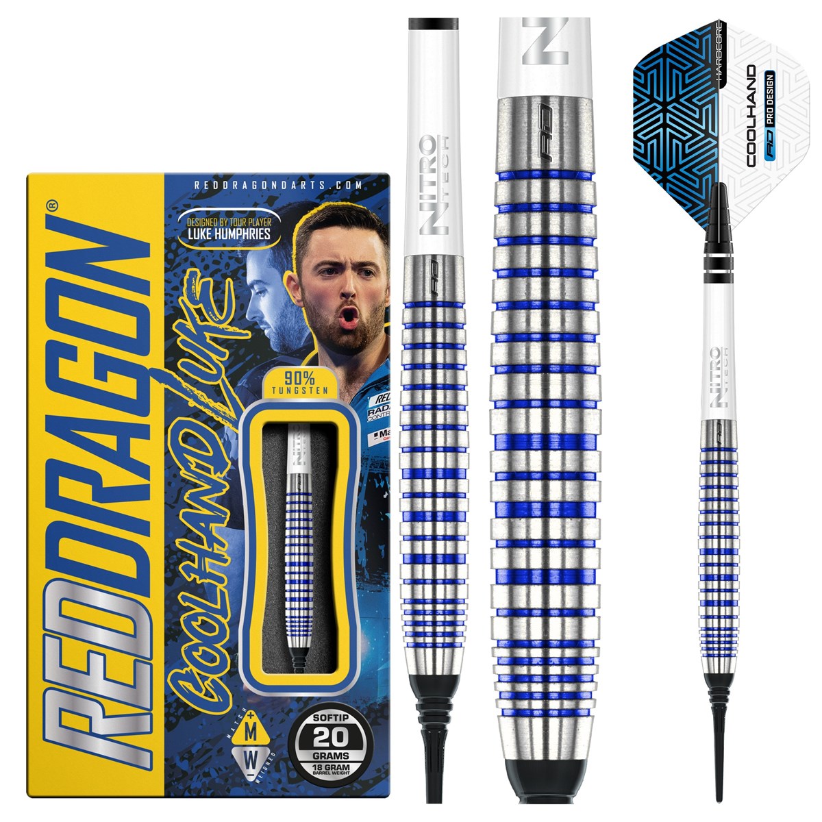 Red Dragon Luke Humphries TX3 Cool Blue SE 90% Tungsten Soft Tip Darts (18 grams)