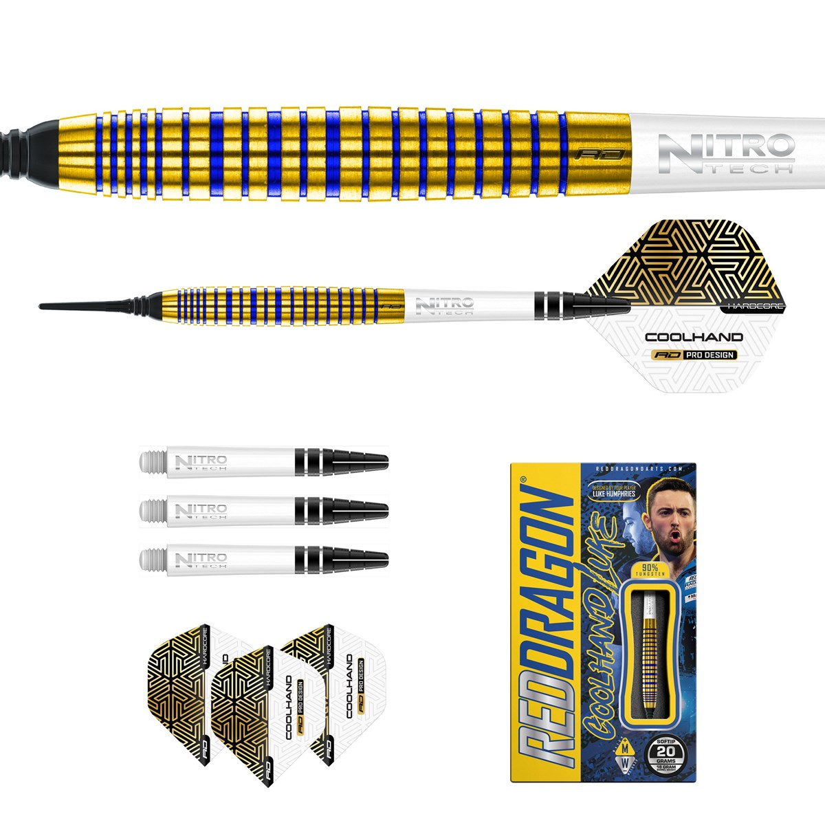 Red Dragon Luke Humphries TX3 Gold SE 90% Tungsten Soft Tip Darts (18 grams)