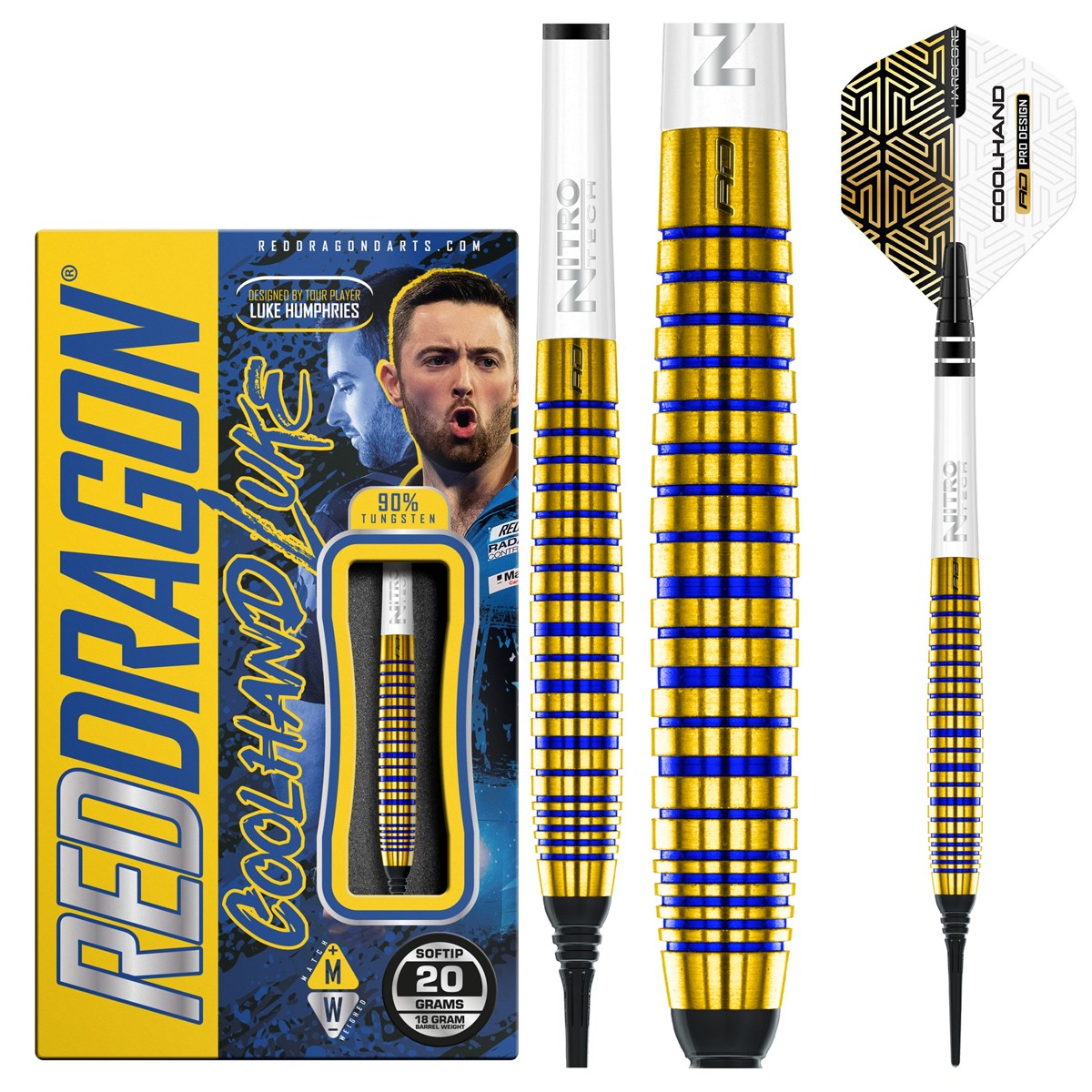 Red Dragon Luke Humphries TX3 Gold SE 90% Tungsten Soft Tip Darts (18 grams)