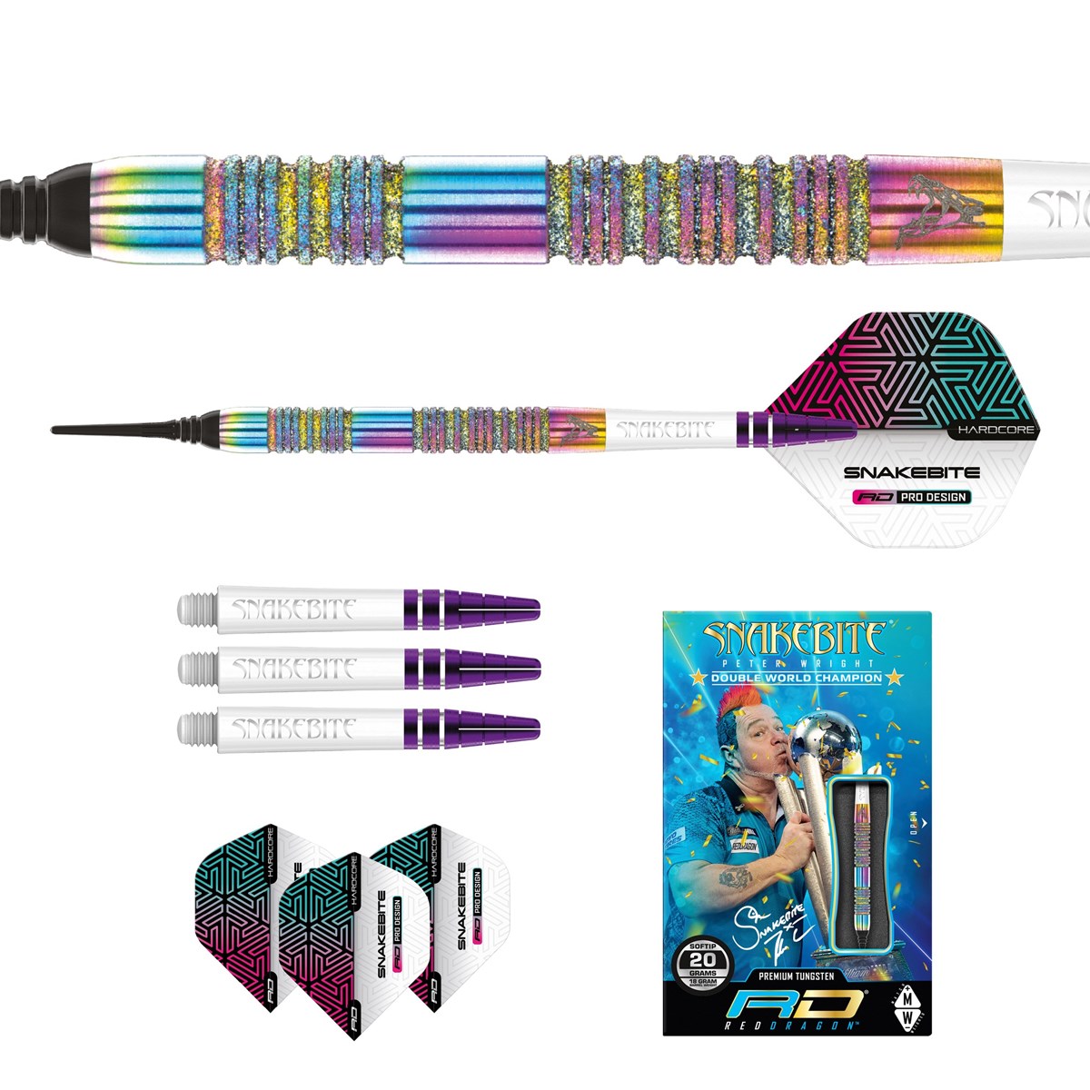 Red Dragon Peter Wright Diamond Fusion Spectron SE 90% Tungsten Soft Tip Darts (18 grams)