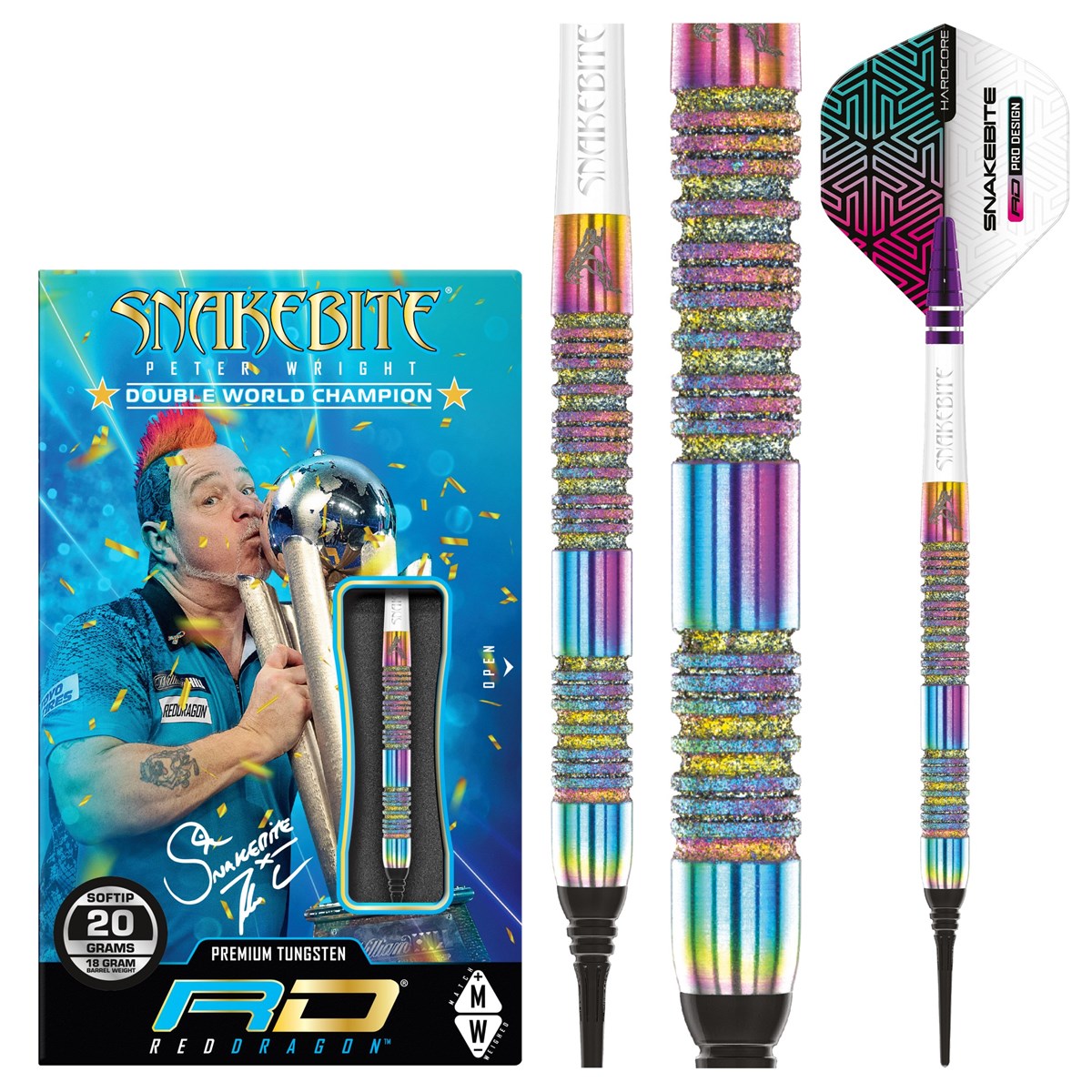 Red Dragon Peter Wright Diamond Fusion Spectron SE 90% Tungsten Soft Tip Darts (18 grams)