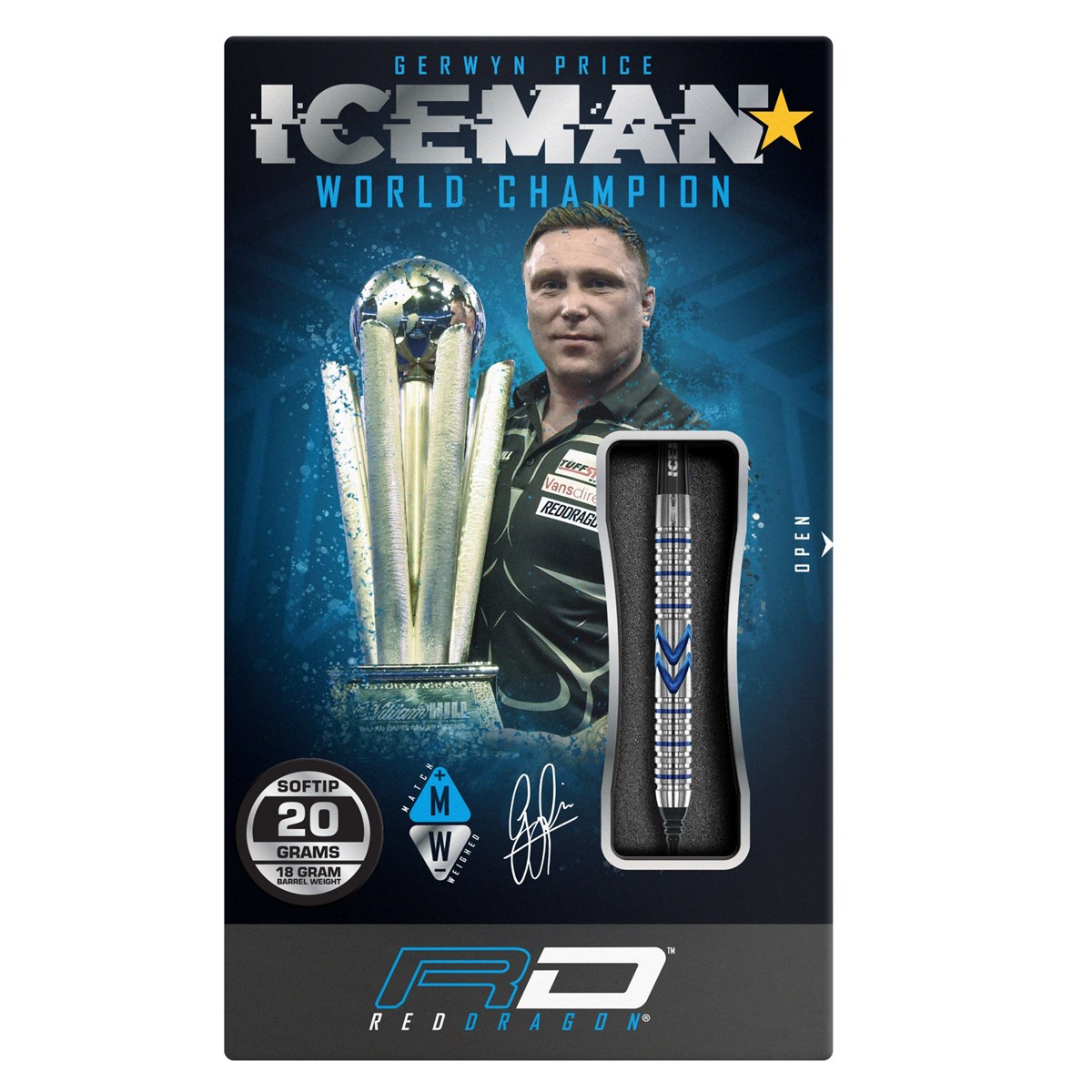 Red Dragon Gerwyn Price Iceman Midnight Edition 90% Tungsten Soft Tip Darts (18 grams)