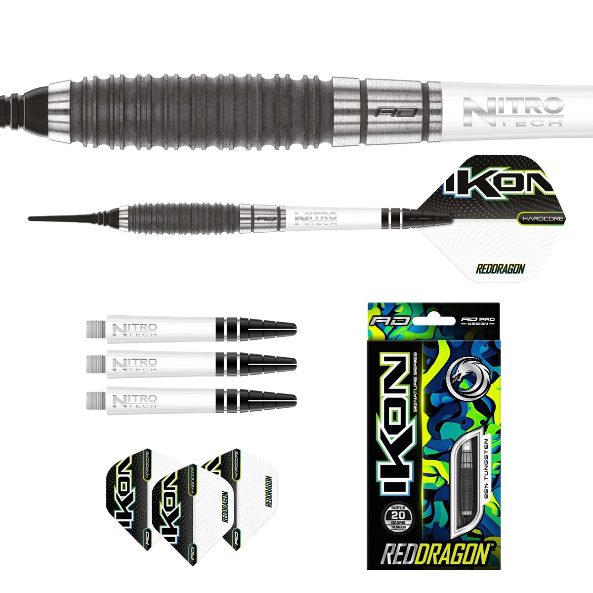 Red Dragon Ikon 1.3 85% Tungsten Soft Tip Darts (18 grams)