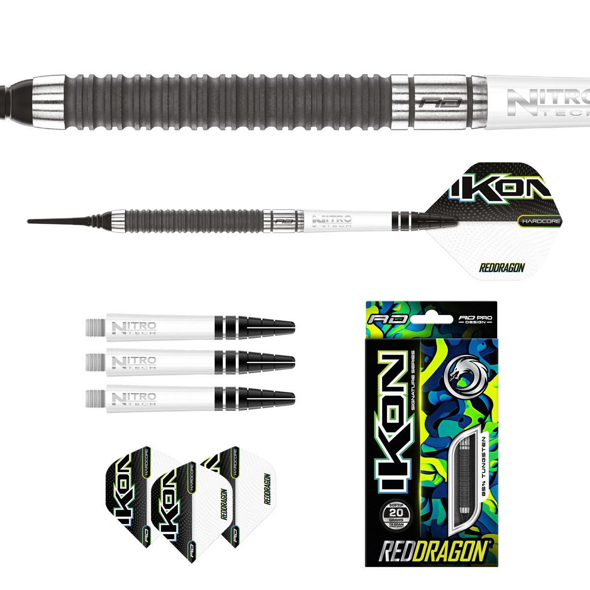 Red Dragon Ikon 1.4 85% Tungsten Soft Tip Darts (18 grams)