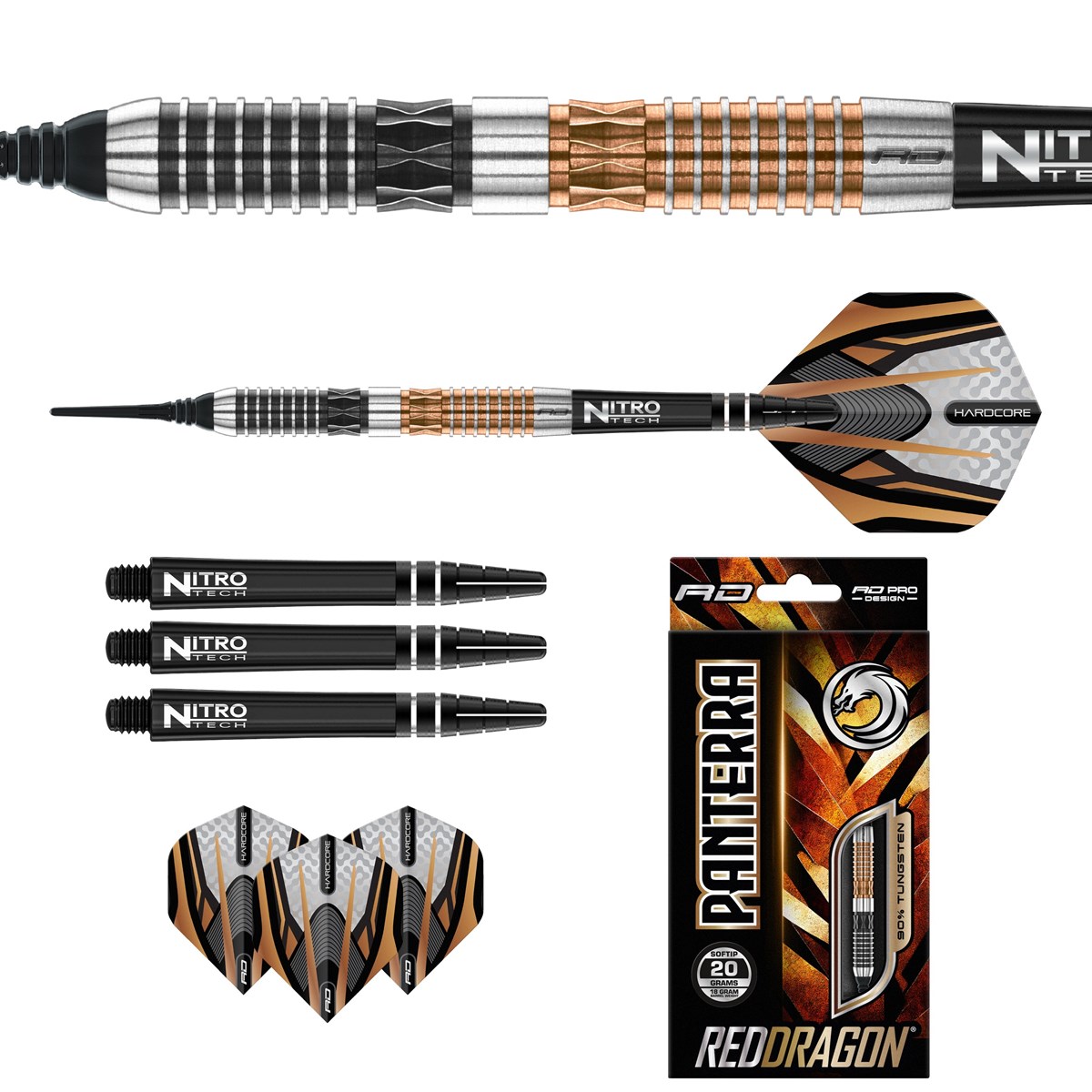 Red Dragon Panterra 90% Tungsten Soft Tip Darts (18 grams)