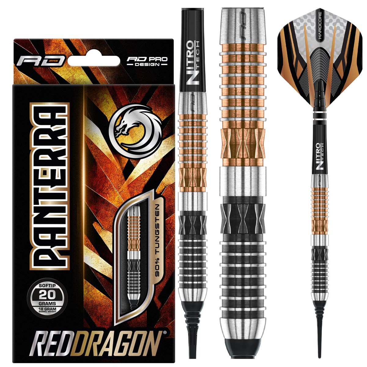 Red Dragon Panterra 90% Tungsten Soft Tip Darts (18 grams)